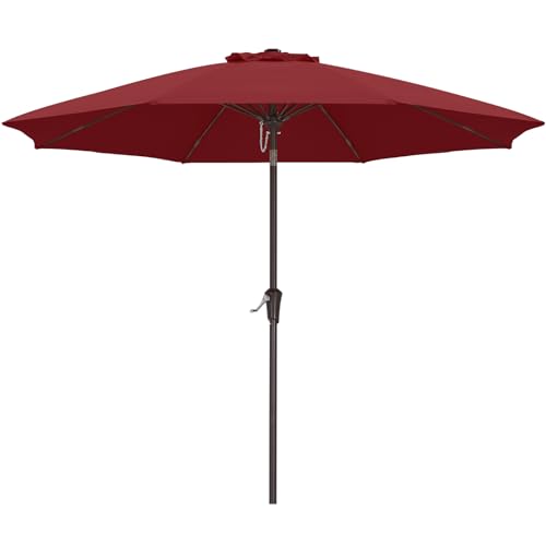 ABCCANOPY 10FT Patio Umbrella, Outdoor Waterproof Table Umbrella with Push Button Tilt and Crank, 8 Ribs UV Protection Pool Umbrella for Garden, Lawn, Deck & Backyard (Burgundy)