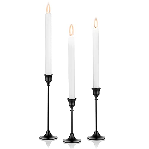 Nuptio 3 Pcs Black Candlestick Holders Taper Candles Holder Candle Stick Holder for Dining Table Halloween Candle Holders for Tapered Candles Decorative Centerpiece for Christmas Party Housewarming