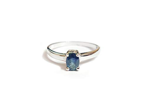 Juhi Jewels Tiny Blue Sapphire Ring Natural Blue Sapphire Ring 4x6 mm Oval 0.8 Ct Blue Sapphire Ring for Women (10.5)