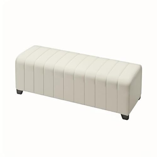 SnamicE Elegante Banco de Almacenamiento de Cuero tapizado con reposapiés, máx. 205 l de Grosor, Taburete de tocador para Dormitorio, Sala de Estar, Entrada, vestidor,White a-110x40x43cm