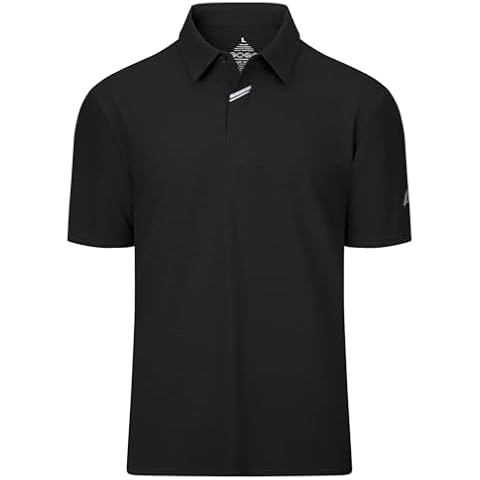 Men's Short Sleeve Polo Shirts Regular-Fit Moisture Wicking Golf Shirt Stretch Solid Color Tees Golf Athletic Casual Stylish Tops Black Cover
