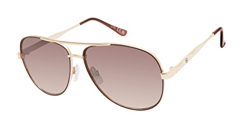 Jessica Simpson J6096 Confident Women's Metal Aviator Pilot Sunglasses with 100% UV Protection. Glam Gifts for Her, 62 mm, Gold & Brown
