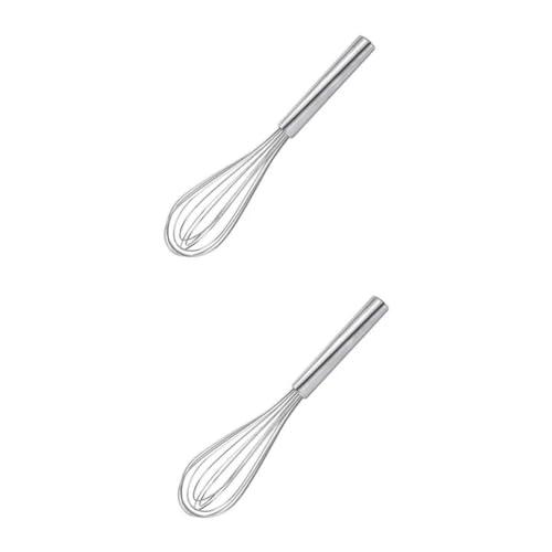 Garneck 2pcs Stainless Steel Beater Manual Mixer for Eggs and Sauces Lightweight Kitchen Tool for Home Cooking and Baking Practical Hand Whisk for Delicious Meals