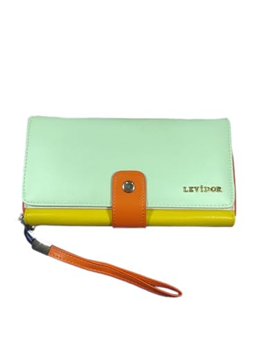 Levidor Renkli Şık Çok İşlevli Kadın Cüzdan El Çantası (Açık Yeşil)
