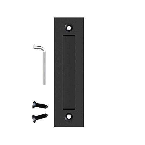 Jubest 8-3/5'' Sliding Barn Door Handle Modern Simple Finger Flush Pull Handle For Gates Garages Sliding Doors Cabinets Closet And Drawers,Matte Black #TOP4