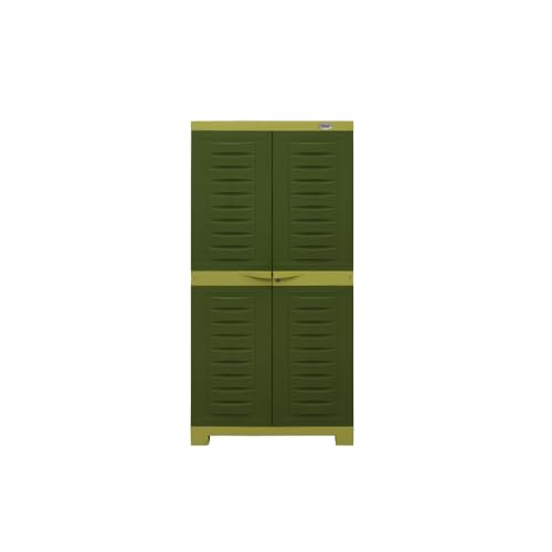 Image of Oaknest Supreme Fusion-02 Plastic Storage Cabinet | Compact & Multipurpose Storage Solution | Waterproof, Durable & Lightweight | Ideal for Home, Office & Garage | Green and Yellow