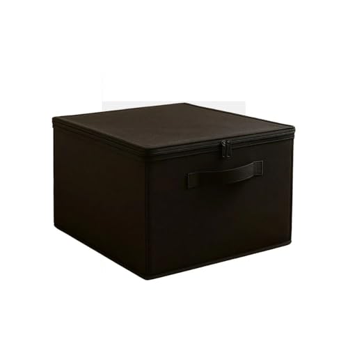 Prendi Home Boîte de rangement pliable en tissu avec fermeture éclair, poignées et couvercle - Organiseur pour armoire - 42 x 35 x 23 cm