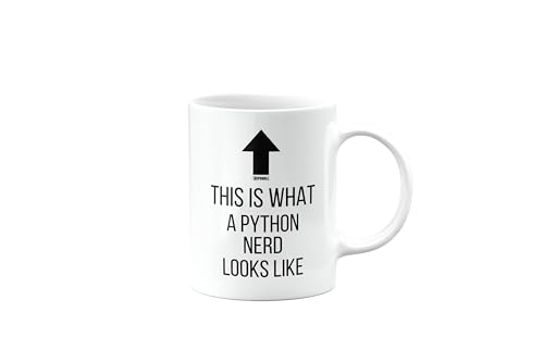 Image of Funny Mug for Python Nerd, Joke, Silly, Happy Birthday Gifts for Men or Women, Secret Santa, Presents for Christmas, Cup, This is What a Nerd Looks Like, mm-CA_343b_28