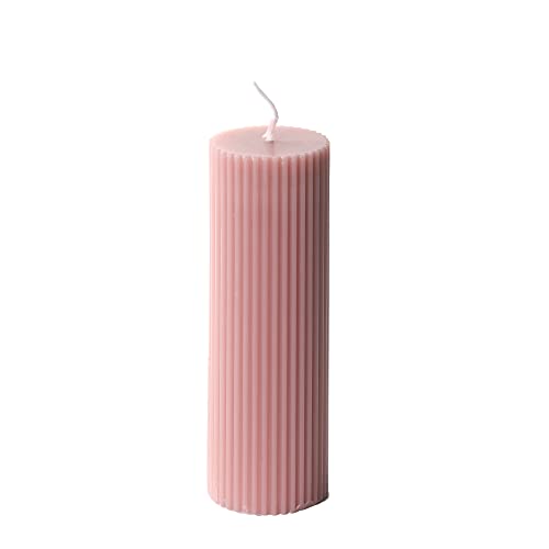 Ribbed Pillar Candles 2X6'' , Rose Scented Home Decor (4-Pack, Pink Taupe) #TOP1