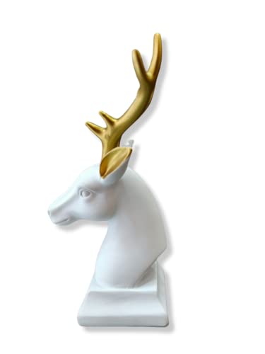 Image of AUGEN Polyresin White Deer Idol Statue Showpiece for Home Decor Decoration and Gifting (1 Piece,9830B)