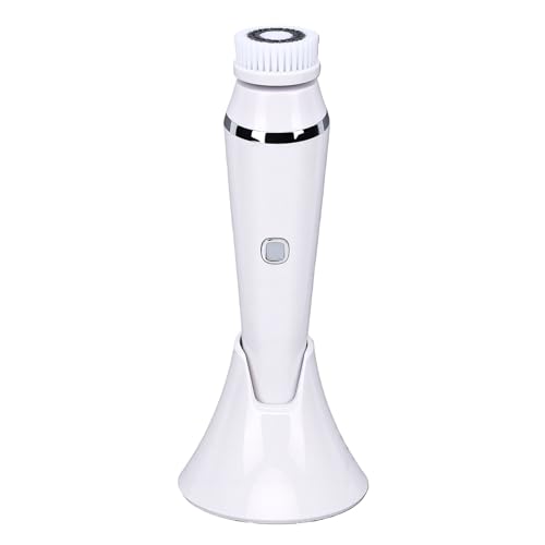 EMUKOEP Cepillo de Limpieza Facial Cepillo de Lavado de Cara Facial Depurador Eléctrico Giratorio Recargable Impermeable 3 Velocidades Blanco con 4 Cabezales de Cep