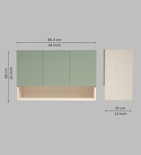 Image of SPECIALITY PANELS 3 Door Mirror Glossy Triple Layered UV Resistant Handless Cabinet Wall Mounted Storage Unit with Space Organizer Cupboard for Kitchen Bathroom Living Room Organizer | DIY Assembly