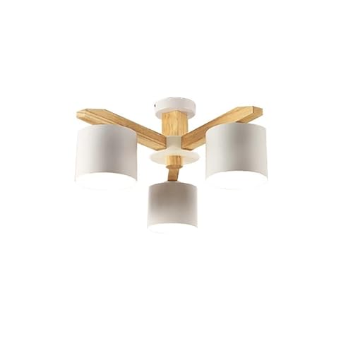 Plafonnier suspension E27 en bois massif au design moderne épuré