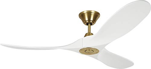 Image of Monte Carlo 3MAVR52RZWBBS Maverick II Energy Star 52 inch Outdoor Ceiling Fan with Remote Control, 3 Balsa Wood Blades, Burnished Brass