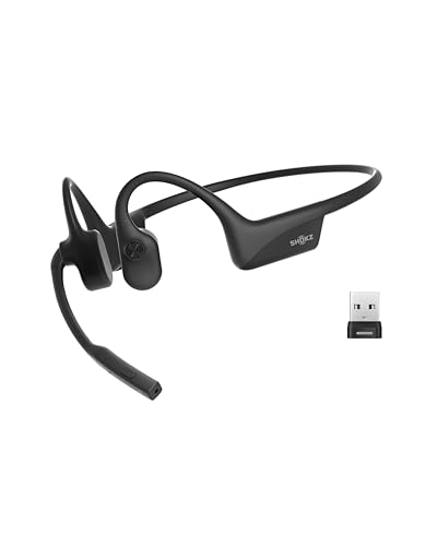 SHOKZ OpenComm2 UC 2025 Upgrade USB-A kabelloses Knochenschall PC Headset, Bluetooth Open-Ear Kopfhörer mit Noise-Cancelling Mikrofon, Ohrhörer für Office, Anruf, 16 Stunden Sprechzeit
