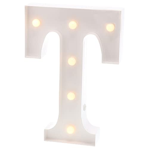 Barnyard Designs Metal Marquee Letter T Light Up Wall Initial Wedding, Bar, Home and Nursery Letter Decoration 12” (White)