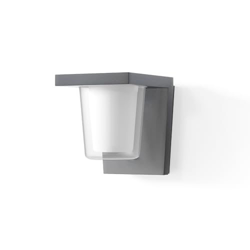 FLORNIA Gray Outside Light Outdoor LED Wall Lighting Main Powered External Security Wall Lamp for Garden, Porch, Front Door (4000K 800LM 13W IP44 Gray)