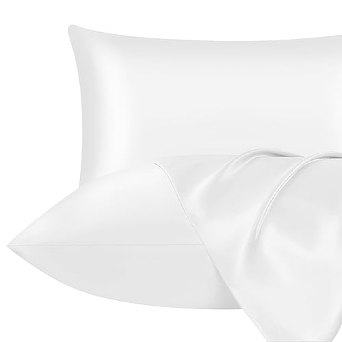 Lazzaro Satin Silk Pillowcases for Hair and Skin, Hypoallergenic Silk Pillow Cases 2 Pack with Envelope Closure