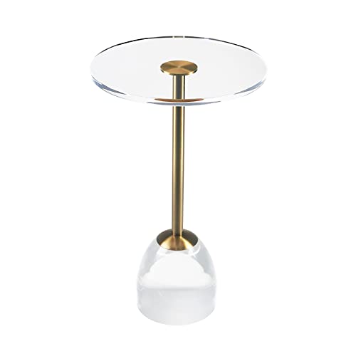Tpzlrn Acrylic End Table, Acrylic Side Table,Clear Round Side Table With Brass-Colored Metal Support Rod For Office Living Room Bedroom, Easy Assembly #TOP10