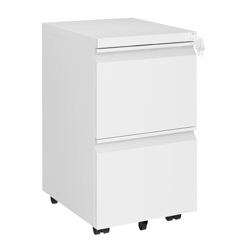 LVSTEEL Rollcontainer, Aktenschrank Abschließbar mit 4 Schlüsseln, Aktenschrank unter Schreibtisch, mit 2 Schublade, Vormontiert… – Ansicht 1