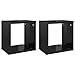 vidaXL Półki ścienne kostki, 2 szt, czarne z połyskiem, 22x15x22 cm