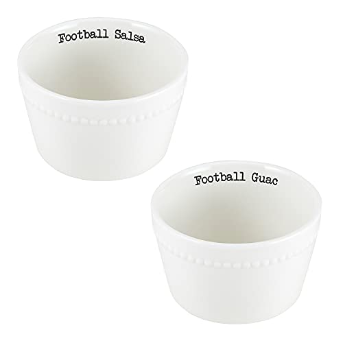 47th & Main Football Themed Ceramic Serveware, Salsa & Guacamole Bowls, Football