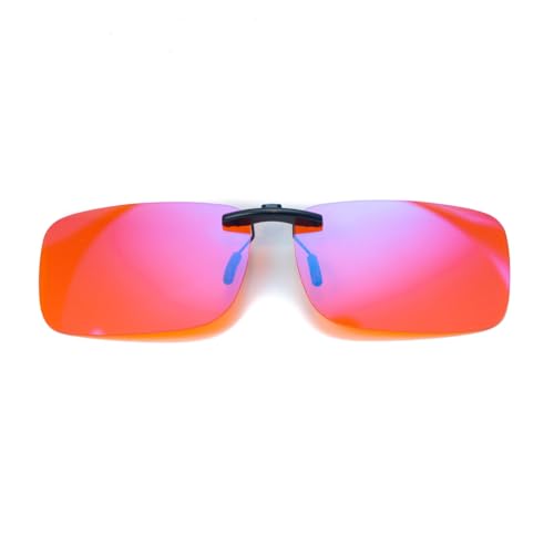 GRUMAU®️ Gafas rojas anti luz azul tipo clip-on + Estuche transparente + Paño de limpieza | Clip gafas rojas bloqueo luz azul noche para mejorar el confort visual y apoyar el ritmo circadiano.