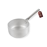MOHOME Professionelle Pfanne aus Aluminium, auch für Induktion, hergestellt in Italien, Griff aus Edelstahl, Ø 24 cm, Höhe 9,8 cm, rund, Kochfeld, Grill, Herd, Gasherd, Backofen