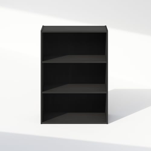 Image of Furinno Simple Book Shelf, 3-Tier Bookshelf, Storage Shelves Bookcase, 9.7 x 23.7 x 31.5, for Living Room, Bedroom, Home Office, Americano