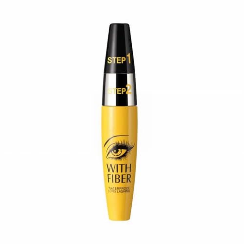 3D Fiber Black Black Dense Fibra Larga Herramienta de Maquillaje Negra No se Empaña Negro Mascara Radial para los Ojos (BK1, Talla única)