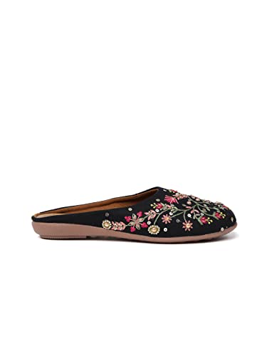 Image of OPIVE's Mehandi Women's Mojari Jutti Ethnic Punjabi Juttis Traditional Flat Embroidered Canvas Fancy Bellies Comfortable Sole for Womens & Girls