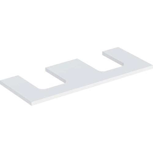 Geberit One Plaque de lavabo, découpe Double, pour lavabo à Poser en Forme de Coupe, 120x3x47cm, 505.335.00.1; Coloris: Blanc laqué Mat