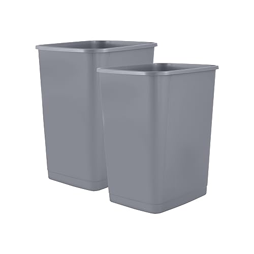 Superio Small 2.5 Gallon Plastic Trash Can, Waste Bin for Under Desk, Office, Bedroom, Bathroom- 10 Qt (2, Grey)