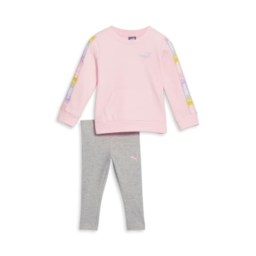 PUMA Infant Girls 2 Piece Fleece Crew Neck Sweatshirt & Leggings Set Casual Leggings Fleece - Grey, Pink