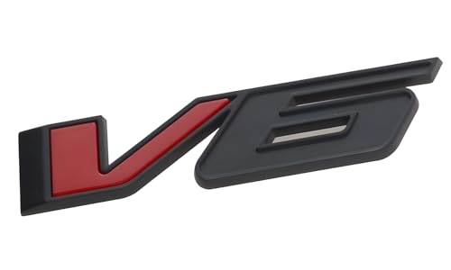Image of 1pc V6 Emblem Fit for 2017-2021 Truck Badge 3D Nameplate Sticker 23349280 (Matte Black Red)