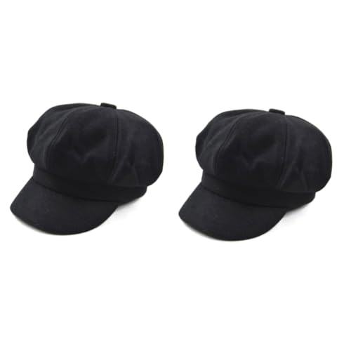 Chapeau béret pour femme noir lot de 2 pièces Valiclud pour l'automne