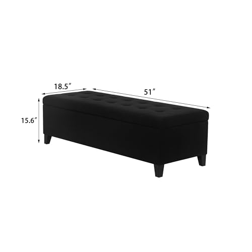 Image of Ottoman with Storage 51 Inch End of Bed Storage Ottoman Bench