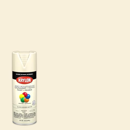 Krylon K05516007 COLORmaxx Spray Paint and Primer for Indoor/Outdoor Use, Gloss Dover White , 12 Ounce (Pack of 1)