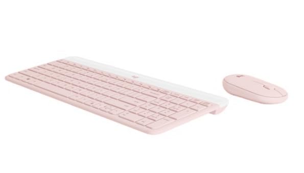 Logitech MK470 Slim Wireless Keyboard and Mouse Combo - Modern Compact Layout Ultra Quiet 2.4 GHz USB Receiver Plug n Play Connectivity Compatible with Windows - Rose (Renewed)