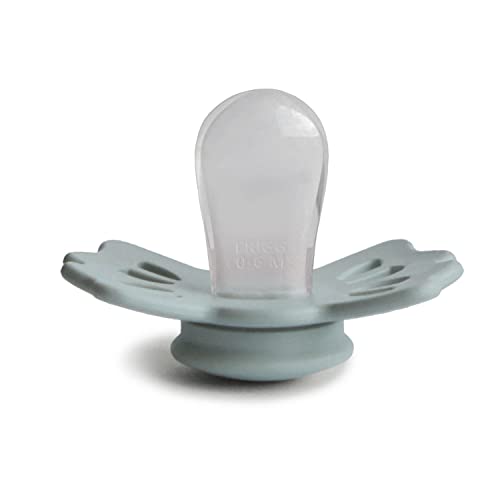 Image of FRIGG Lucky Symmetrical SilkySoft Silicone Baby Pacifier | Made in Denmark | BPA-Free (Cream /Sage, 0-6 Months)