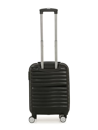 Image of 20 Inch Cabin Trolley Suitcase with 16 Inch Laptop Compartment | Hardsided Polypropylene Cabin Luggage | 50x38x24 cm | Glide Tech 4 Wheels | Black |