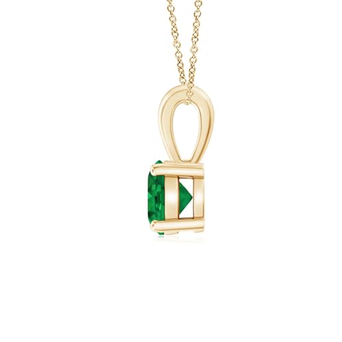 Angara Natural Emerald Solitaire Pendant for Women | Round Emerald Solitaire Pendant Necklace in 14K Solid Gold/Sterling Silver/Platinum | May Birthday, Anniversary, Gemstone Jewellery Gift2