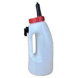 Biberón para terneros, biberón de plástico de 4 litros con válvula reguladora de tetina desmontable y asa, alimentación agrícola para terneros, corderos y cabritos