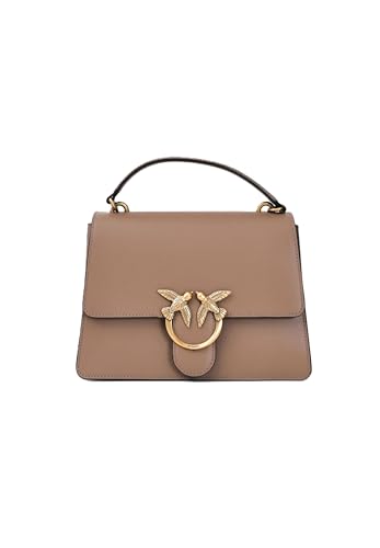 Pinko Love One Classic Light Bolso de piel, 25 x 19 x 8,5 cm, Galleta, con correa ajustable