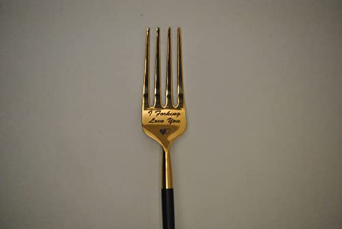 Love Gifts For Her Wife Him, Love Gifts For Girlfriend, Love Gifts For Long Distance Relationship, Funny Gifts, Engraved Stainless Steel Gold Plated Fork (Ss - Golden Black) #TOP5