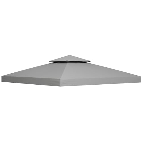 Outsunny 3 x 3(m) Gazebo Canopy Roof Replacement Top Cover Spare Part Light Grey (Top Cover Only)