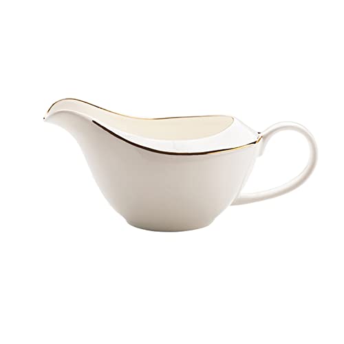 ERoomQ Saucer Ceramic Gravy Boat Porcelain Sauce Boat Ketchup Black Pepper Sauce Seasoning Rack White Dish