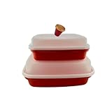 Tupperware Large and Small Junior Jr Season Serve with Glitter Midget Red