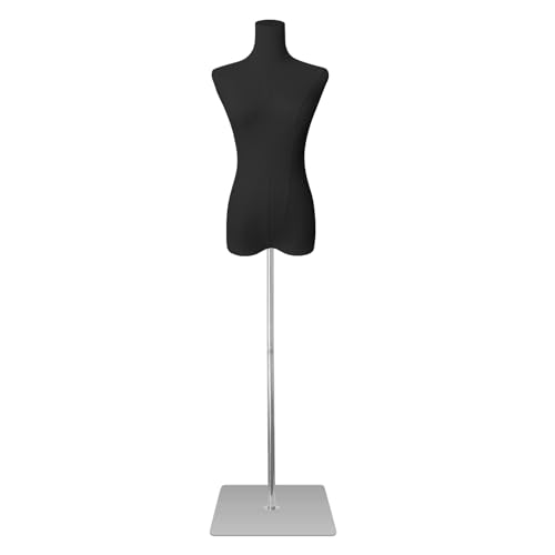 SHAREWIN Female Mannequin Torso Women Dress Forms for Sewing Manicanequin Body High Stability Gold Metal Stand for Clothing Dress Jewelry Display Adjustable Height 50â€-70â€ Thin Body