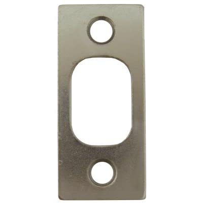 Stone Harbor Hardware Square Corner Deadbolt Strike Plate, 1" x 2-1/4", 1-5/8" Center-to-Center, Satin Nickel